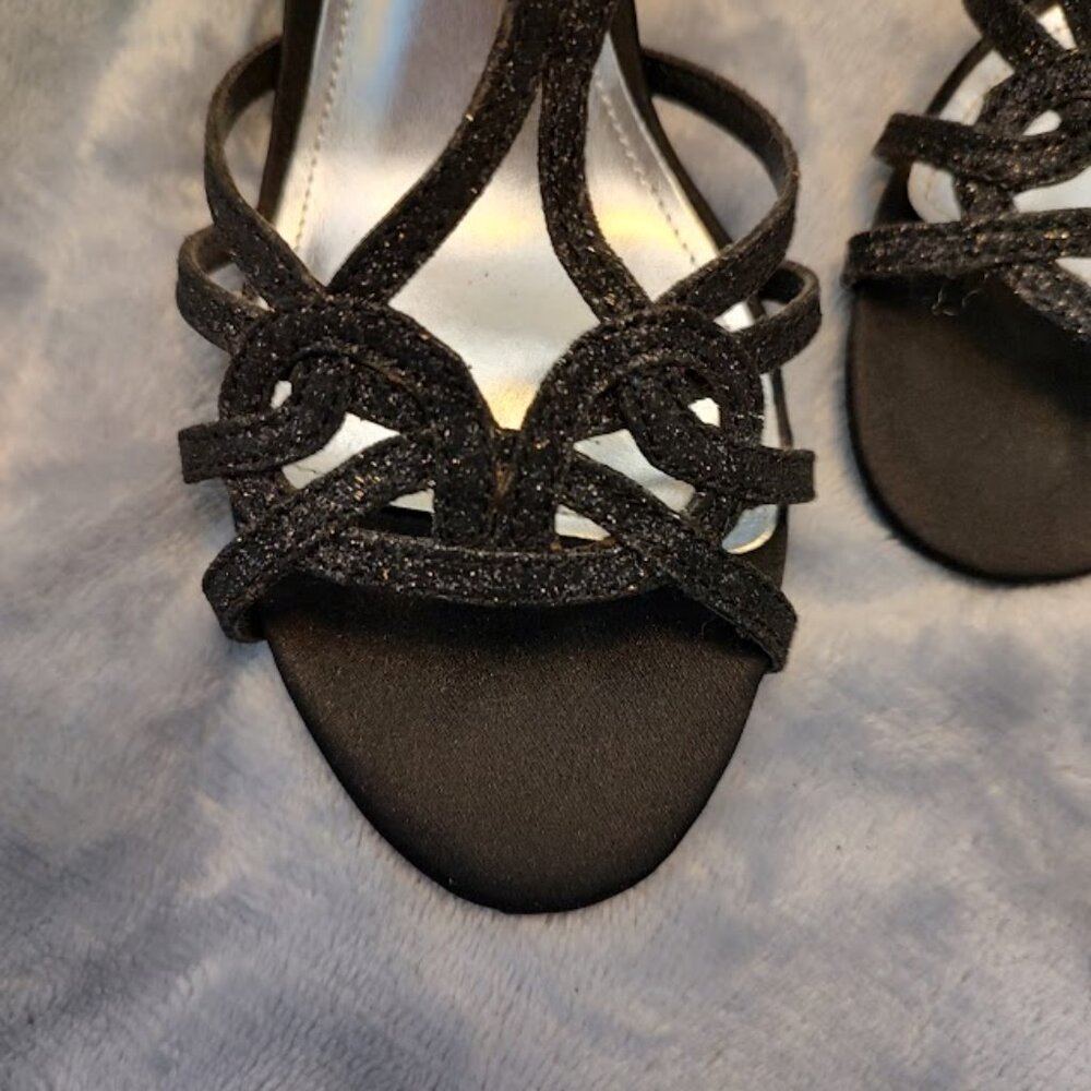 Sparkley Black Satin Slings by Touch of Nina!  Size 6.5. Classy!